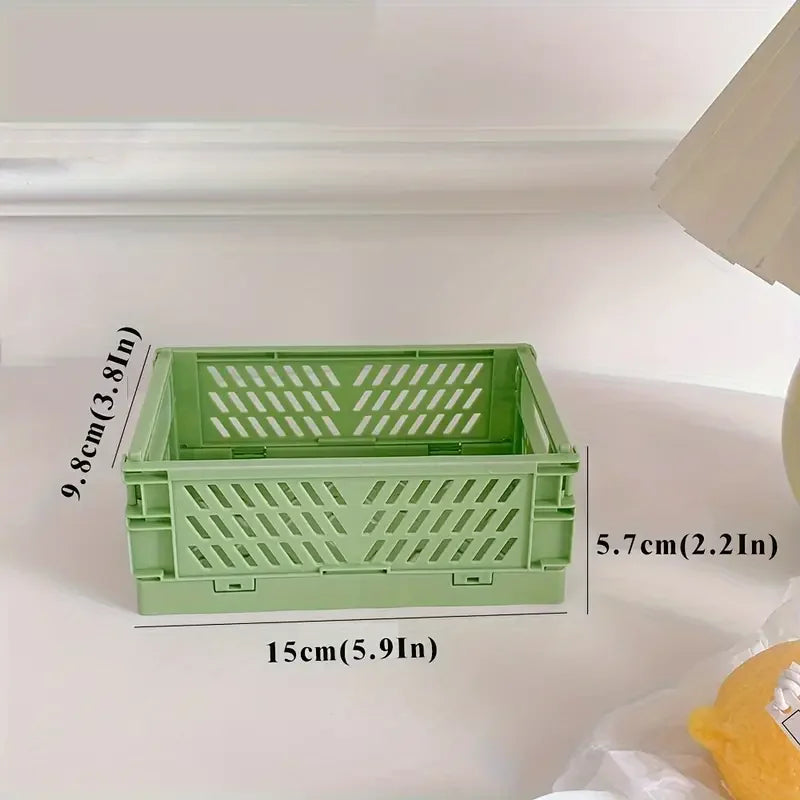 6 Color Organizing Storage Baskets Case Folding Student Desktop Basket Tape Stationery Plastic Foldable Container Storage Box